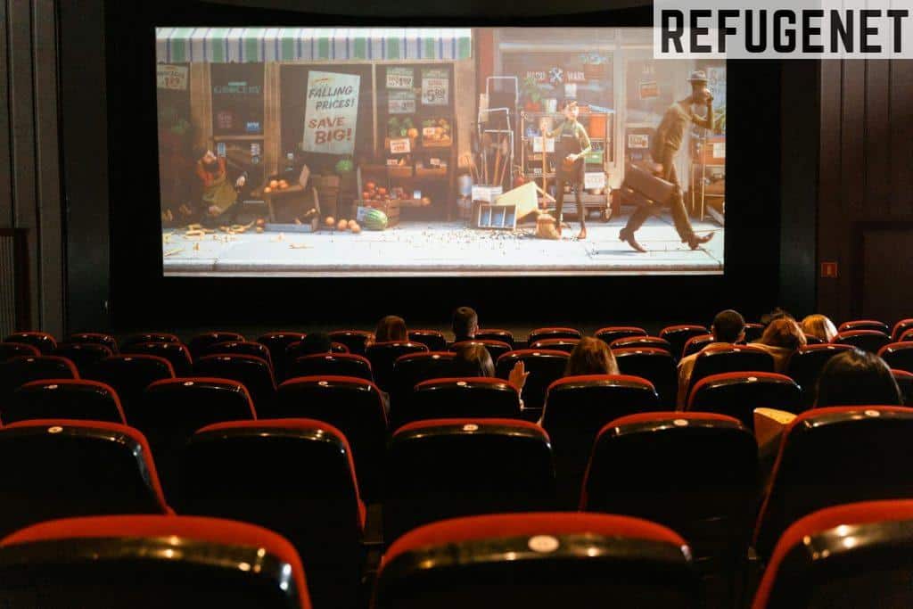 Cartoon Movie Showing on Theater Screen