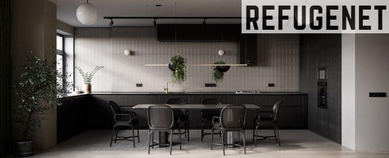 a dining room with a table and chairs