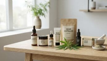 Productos de CBD y cáñamo preparados para comparar composición y formatos