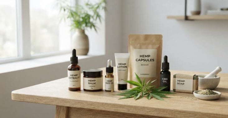 Productos de CBD y cáñamo preparados para comparar composición y formatos