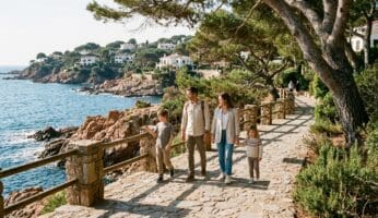 Familia viviendo en la Costa Brava con niños