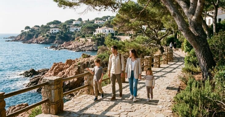 Familia viviendo en la Costa Brava con niños