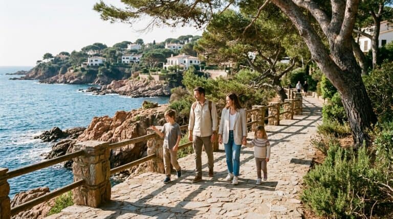 Familia viviendo en la Costa Brava con niños